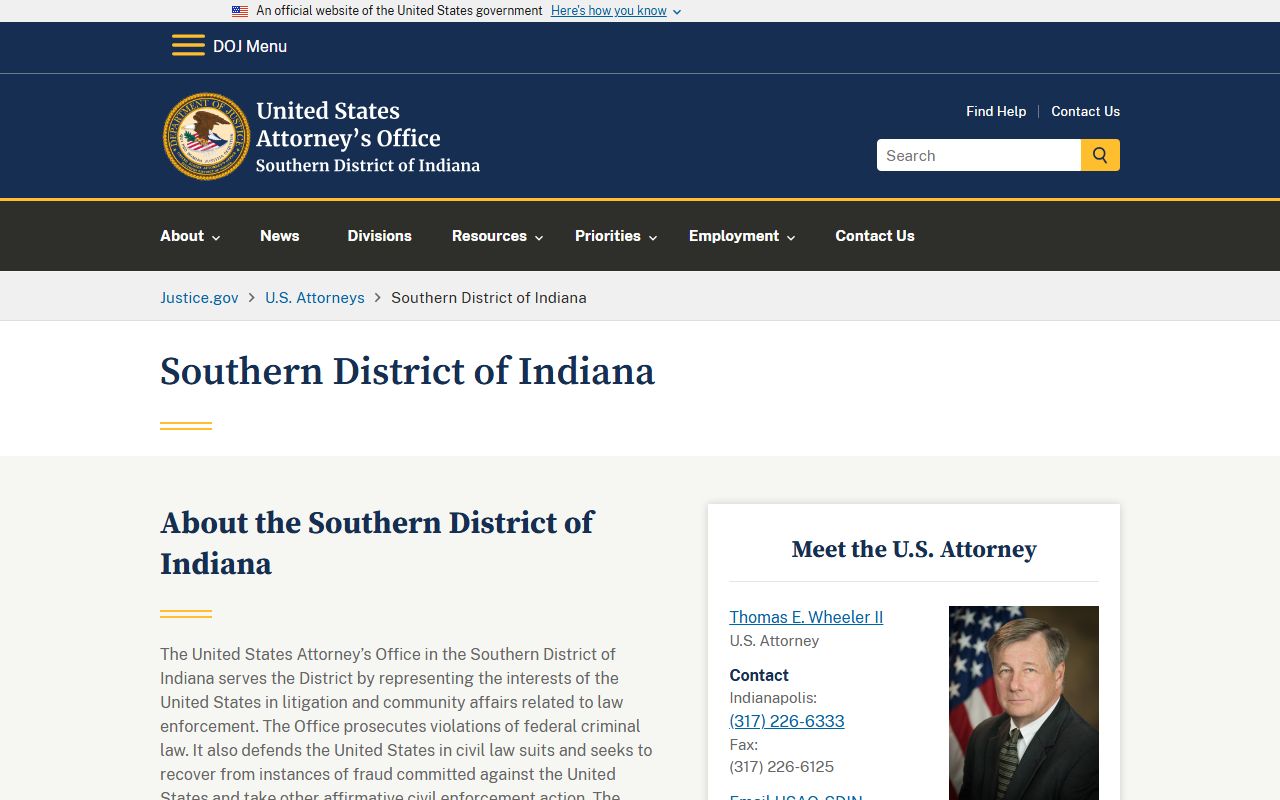 Brown County criminal court records U.S. Attorney Southern District of Indiana source