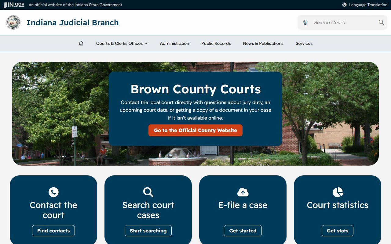 Brown County court records on the Indiana Judicial Branch local court page
